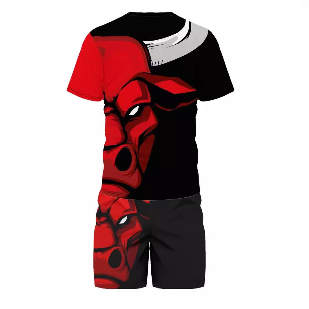 Street Style Short Sleeve Shorts Suit Men