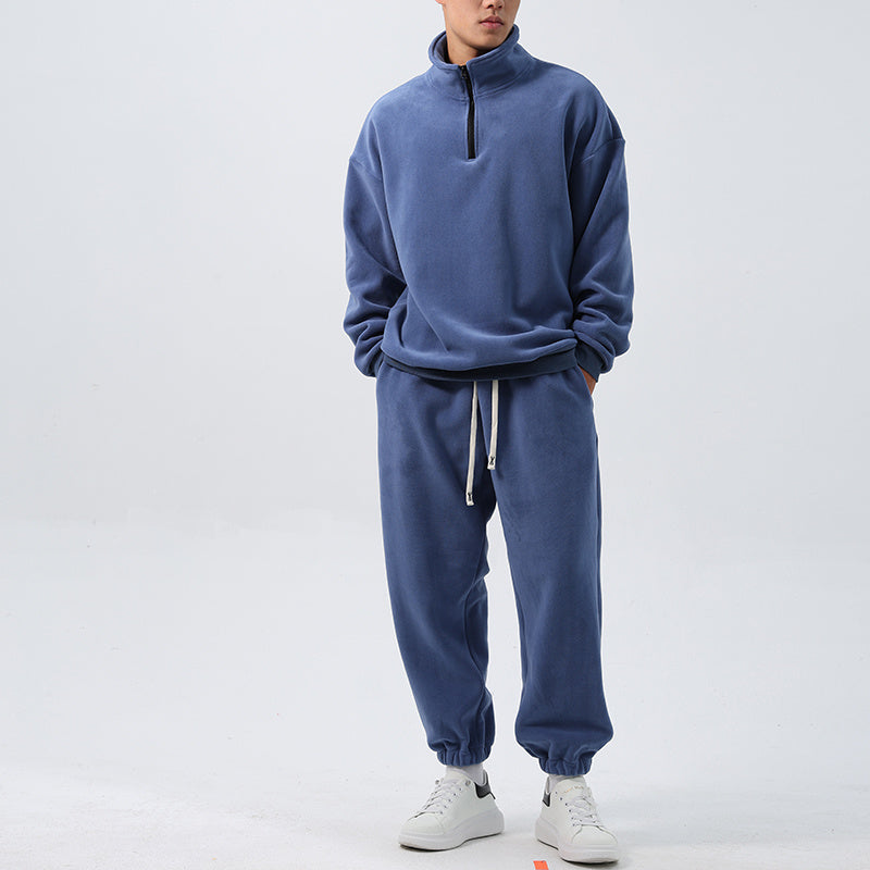 Sports Suit Men's Wide Loose Fleece Long Sleeve Casual Sweatshirt Sweatpants